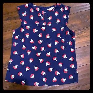 Navy geometric floral blouse